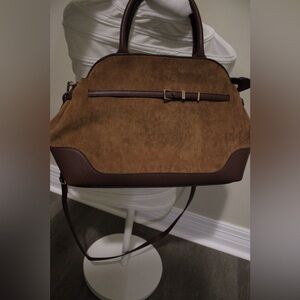 Brown Suede and Leather Bag